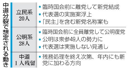 　中道分裂で想定される動き