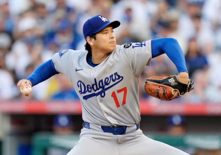 　エンゼルス戦に先発登板したドジャース・大谷＝アナハイム（共同）