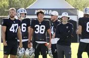 　２日、レイダーズのトレーニングキャンプで練習に臨む松澤寛政（３８）＝米ネバダ州ヘンダーソン（共同）