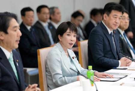 　経済財政諮問会議で発言する高市首相＝２９日午後、首相官邸
