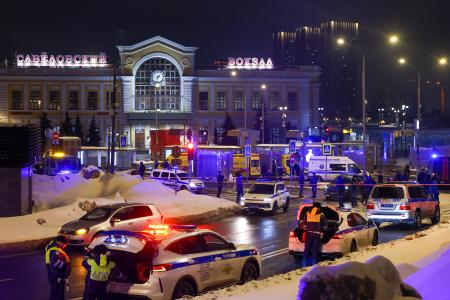 　ロシアの首都モスクワで、爆発があった現場＝２４日（タス＝共同）