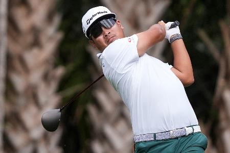 　プレーヤーズ選手権最終ラウンド、久常涼の２番ティーショット＝１５日、フロリダ州ポンテベドラビーチ（ＡＰ＝共同）