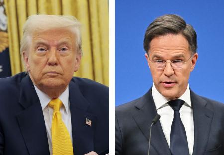 　トランプ米大統領、ＮＡＴＯのルッテ事務総長（いずれもゲッティ＝共同）