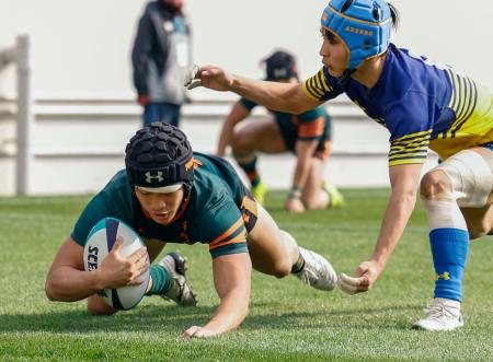 　東福岡―京都成章　前半、トライを決める東福岡・藤野＝花園