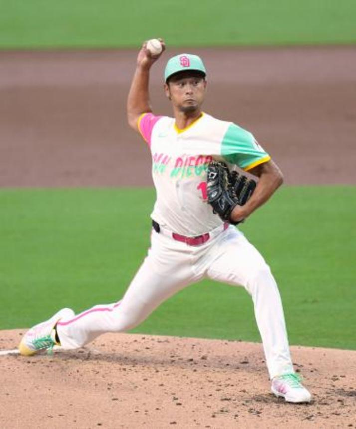 　ドジャース戦に先発したパドレスのダルビッシュ＝サンディエゴ（共同）