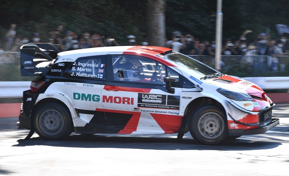 迫力ある走りを見せるヤリスＷＲＣ＝１日午後２時１８分、愛知県名古屋市