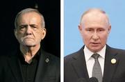 　イランのペゼシュキアン大統領（ゲッティ＝共同）、ロシアのプーチン大統領