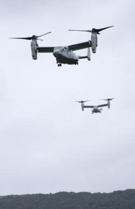 　３月、鹿児島県・種子島上空を飛ぶ米海兵隊のＭＶ２２オスプレイ