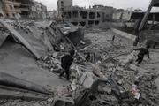 　イスラエル軍の空爆で破壊されたパレスチナ自治区ガザ北部ジャバリヤの学校＝１２日（ゲッティ＝共同）