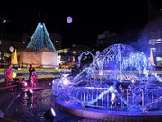 夜の大垣駅周辺を彩る鮮やかなイルミネーション＝大垣市高屋町、同駅南街区広場