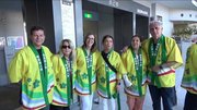 岐阜県人世界大会に合わせてブラジルから訪れた人たち＝岐阜市薮田南のＯＫＢふれあい会館