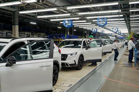 　ホンダの米インディアナ工場の生産ライン＝２３日、米インディアナ州（共同）
