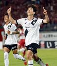　岡山―神戸　後半、ゴールを決め喜ぶ神戸・宮代＝ＪＦＥス
