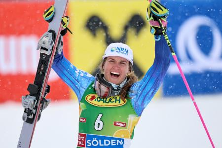 　アルペンスキーＷ杯、女子大回転第１戦を制し初優勝を果たしたポーラ・モルツァン＝２４日、セルデン（ＡＰ＝共同）
