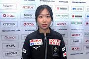 　試合から一夜明け、取材に応じる中井亜美＝７日、ＩＧアリーナ