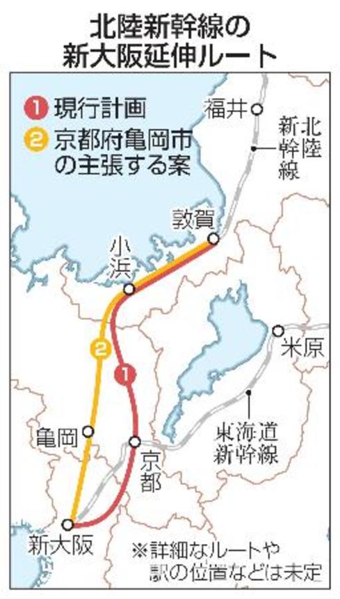 　北陸新幹線の新大阪延伸ルート