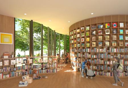 　北海道大の札幌キャンパス内に開設される図書館「こども本の森　札幌・北大」のイメージ（安藤忠雄建築研究所提供）