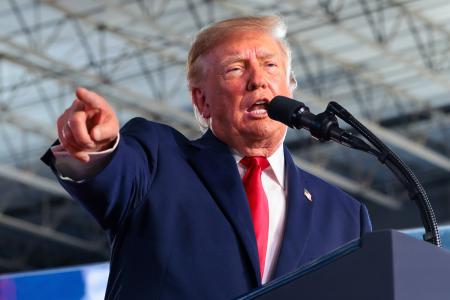 　２７日、テキサス州で演説するトランプ米大統領（ゲッティ＝共同）