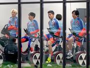 　ガーナ戦に向け、調整する（右から）上田、遠藤ら＝千葉市内