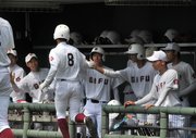 岐阜×益田清風＝１回表岐阜、先制点に沸く岐阜のベンチ＝ＫＹＢ