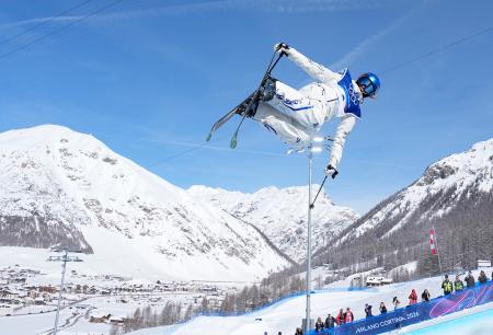 　女子ハーフパイプで２連覇を達成した谷愛凌＝リビーニョ（共同）