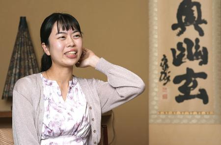　上野愛咲美女流名人＝４月、東京都千代田区の日本棋院