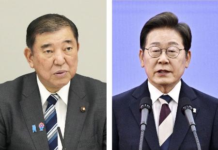 　石破茂首相（左）、韓国の李在明大統領