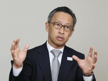 　インタビューに応じる三菱ＵＦＪ銀行の大沢正和頭取