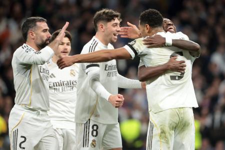 　レアル・マドリードの選手たち＝２０日（ゲッティ＝共同）