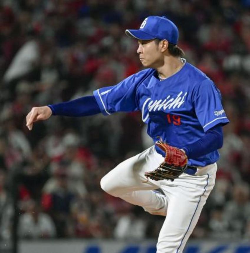 　完封で４勝目を挙げた中日・高橋宏＝マツダ