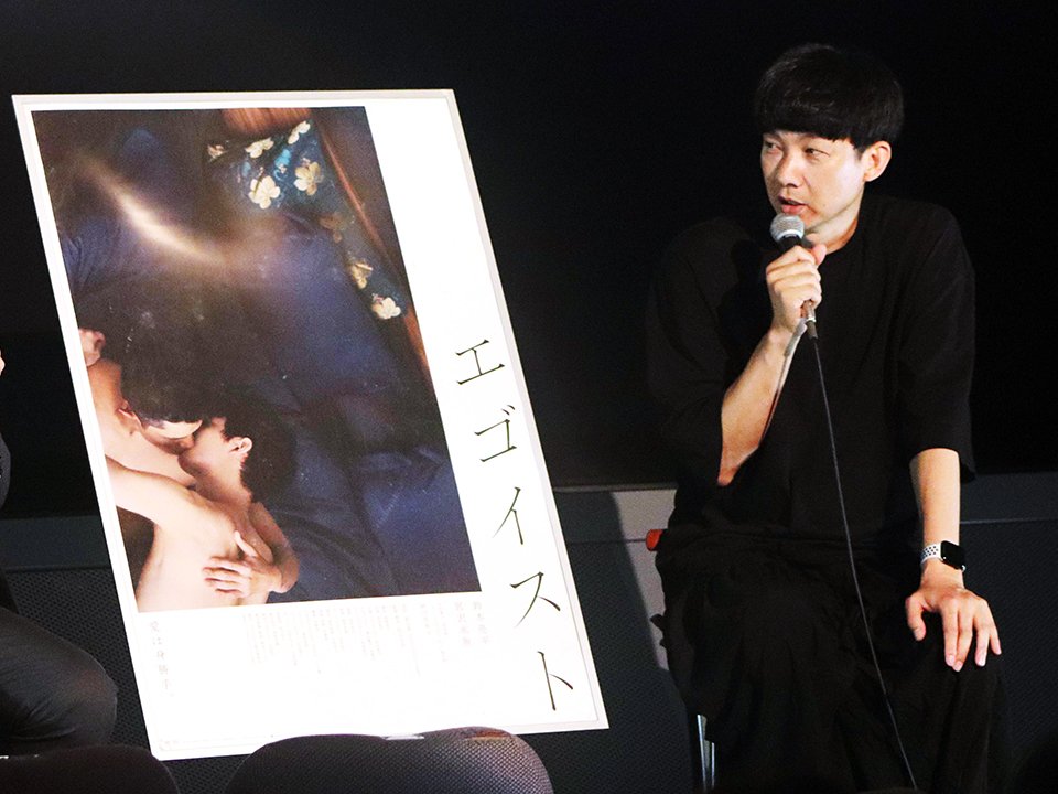 映画「エゴイスト」について語る松永大司監督＝岐阜市日ノ出町、岐阜シネックス