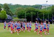 　事前合宿で調整する日本代表＝モンテレイ近郊（共同）