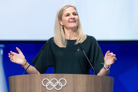 　ＩＯＣ総会に出席したコベントリー会長＝６月、ローザンヌ（Ｃｙｒｉｌ　Ｚｉｎｇａｒｏ／Ｋｅｙｓｔｏｎｅ提供・ＡＰ＝共同）