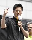 　日本維新の会の吉村代表＝３日午前、大阪市
