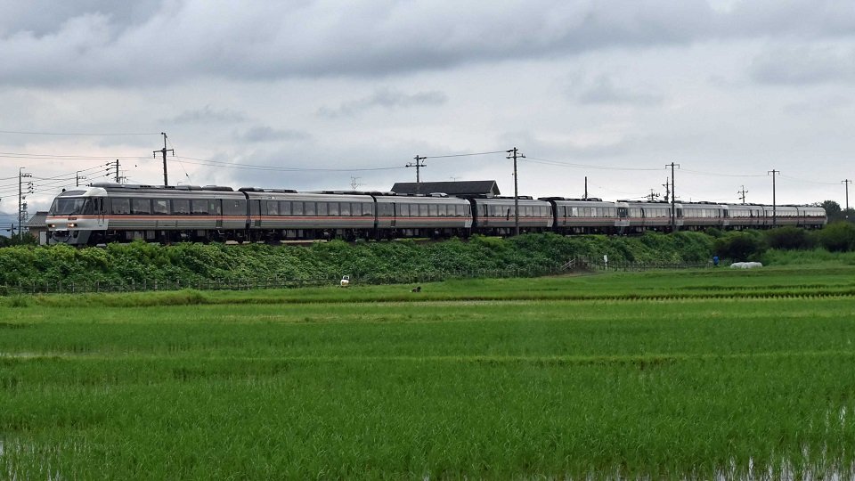 １０両編成で高山線を走った「さよならキハ８５系」号＝９日午後４時７分、岐阜市蔵前