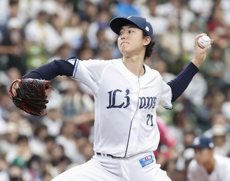 　楽天戦に先発し、５回１失点で２勝目を挙げた西武・菅井＝ベルーナドーム