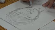 講習会で警察官が描いた似顔絵＝県警本部