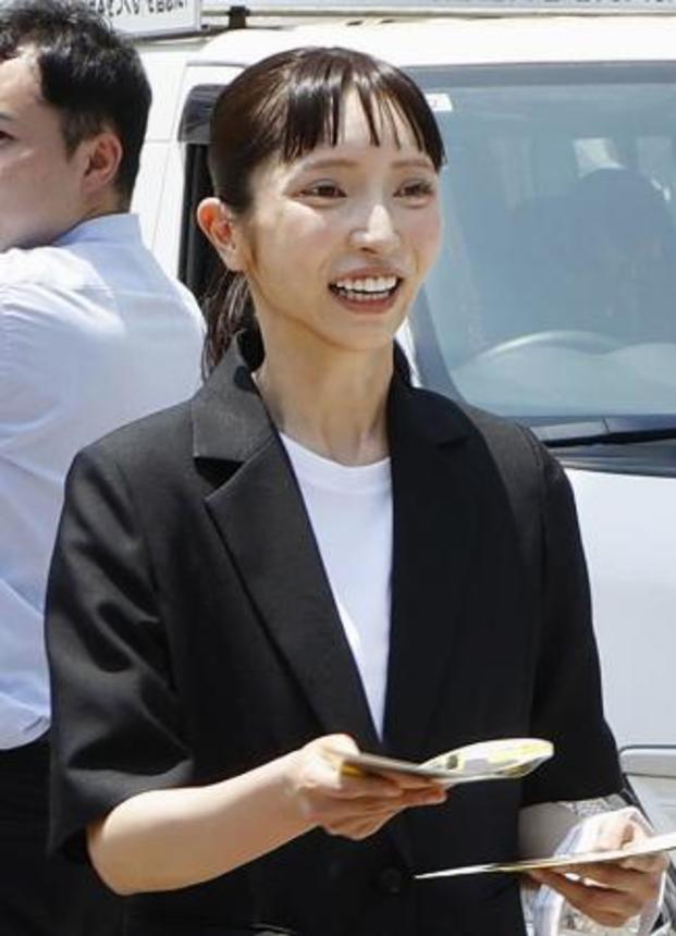 　みんなでつくる党の大津党首＝３日、東京都葛飾区