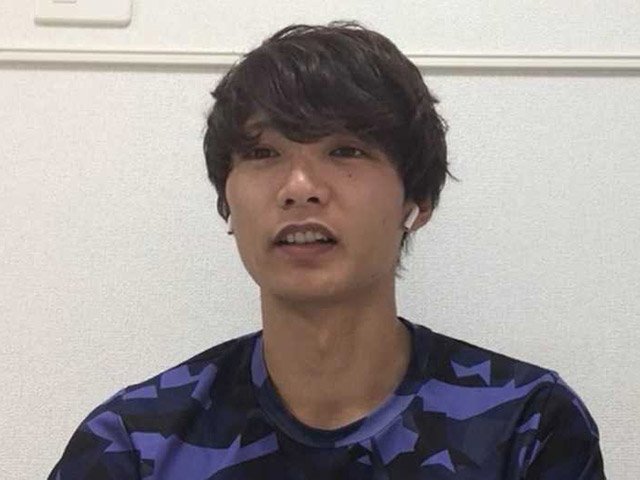 オンラインで、鳥取戦に向けて抱負を語るＦＣ岐阜の甲斐（ＦＣ岐阜提供）