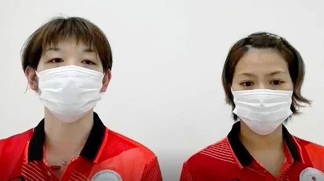 オンライン取材で、東京五輪への意気込みなどを語る福島由紀（右）、広田彩花組