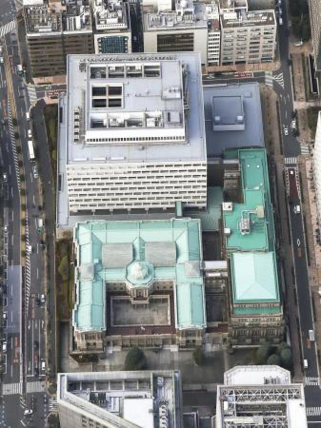 　東京都中央区の日銀本店（共同通信社ヘリから）
