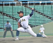 池田×市岐阜商＝力投する池田の田神＝長良川