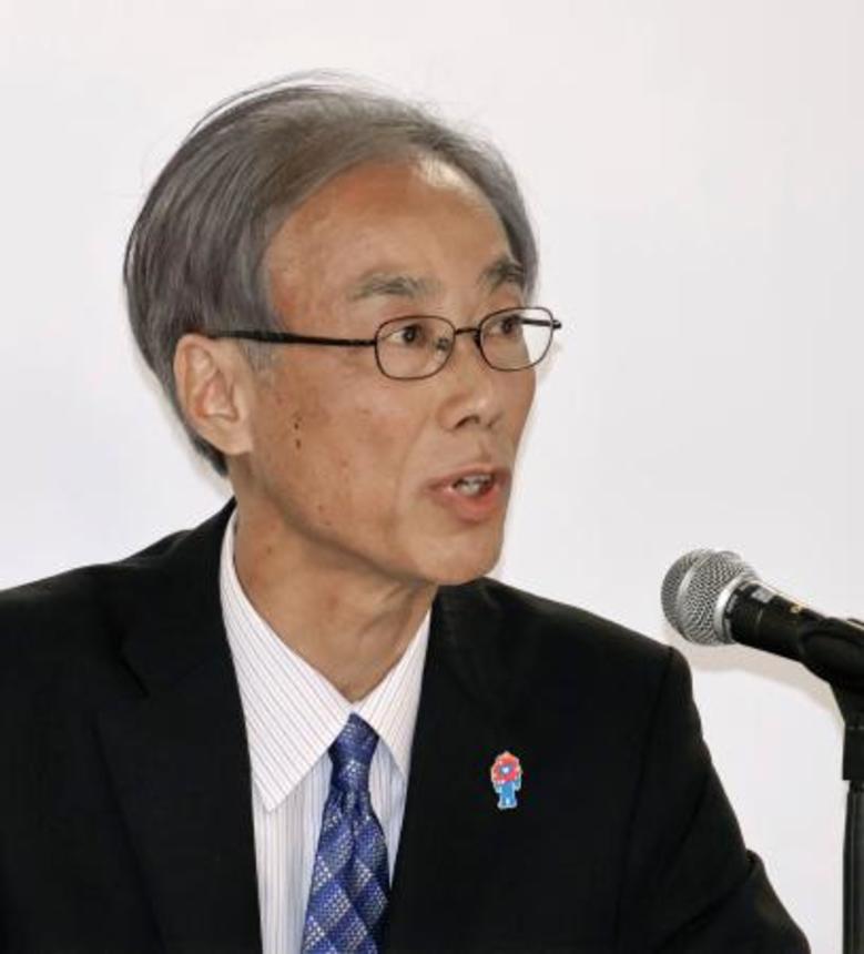 　記者会見する万博協会の高科淳副事務総長＝２１日午後、大阪市此花区の夢洲