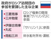 　政府がロシア訪問団の参加を要請した主な企業