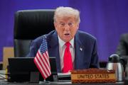 　ＡＳＥＡＮ首脳との会合で演説するトランプ米大統領＝２６日、マレーシア・クアラルンプール（ＡＰ＝共同）
