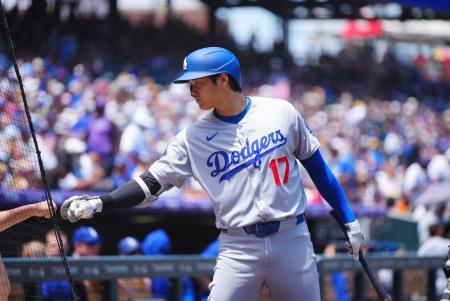 　２６日、ロッキーズ戦に出場したドジャースの大谷翔平＝デンバー（イマジンイメージズ・ロイター＝共同）