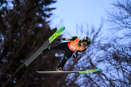 　ノルディックスキー・ジャンプ男子のフライング世界選手権に出場した二階堂蓮＝２３日、オーベルストドルフ（ゲッティ＝共同）