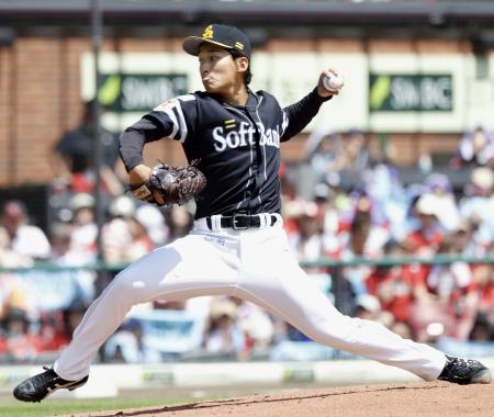　楽天戦に先発し、６回無失点でプロ初勝利を挙げたソフトバンク・前田悠＝楽天モバイルパーク