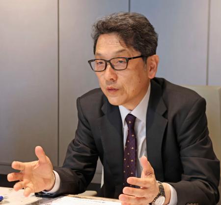 　インタビューに応じる「ＭｉＲａＩ（ミライ）ウェルス・パートナーズ」の進藤正毅社長