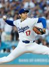 　２季ぶりに投打「二刀流」が復活した米大リーグ、ドジャースの大谷翔平＝１６日、ロサンゼルス（共同）
